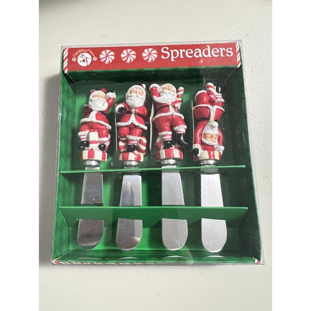 Vintage Y2K Boston Warehouse Peppermint Parade Christmas Santa Spreaders Set‎ 4
